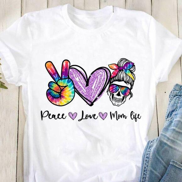 Other - Skull Peace Love Mom Life Shirt